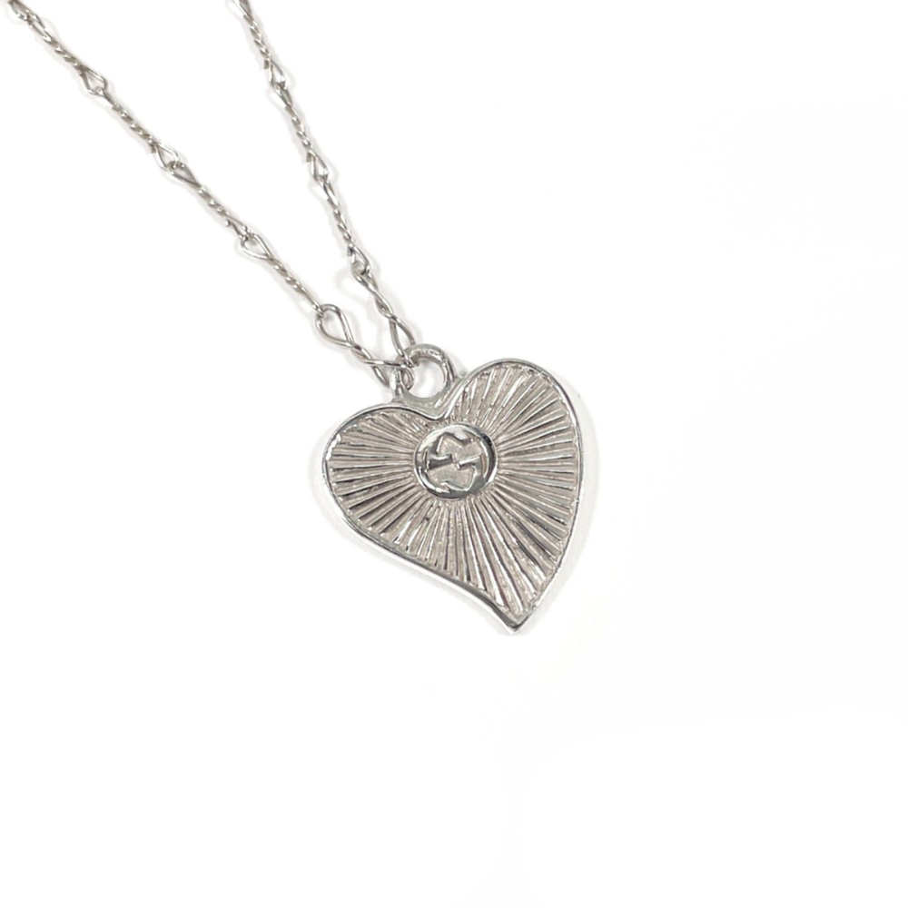 GUCCI Heart Interlocking G Necklace, Sterling Silver 925, Silver, Women's